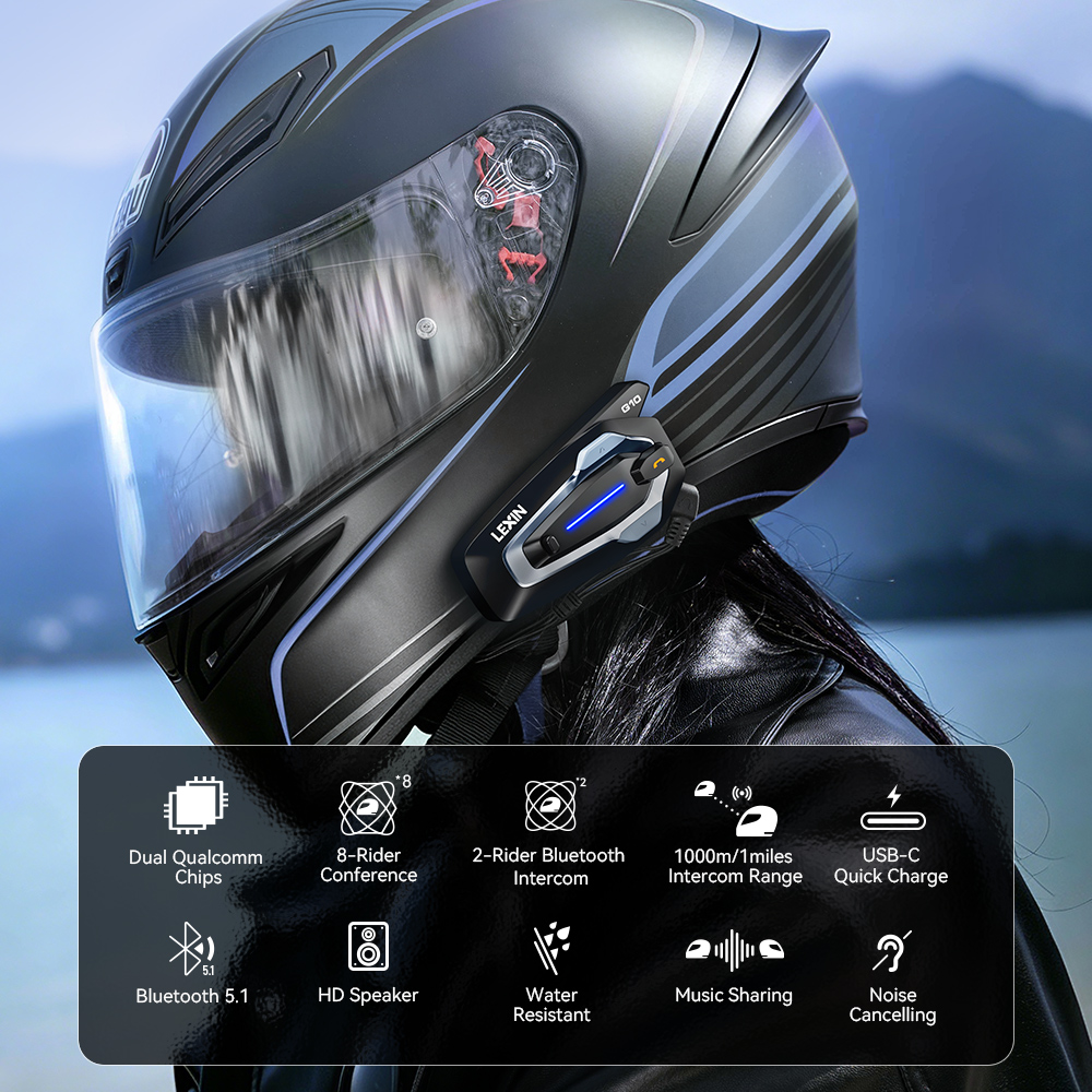 NEW-LEXIN G10 อินเตอร์คอมสำหรั - Full Face Motorcycle Helmet With Bluetooth บทวิจารณ์และราคา
